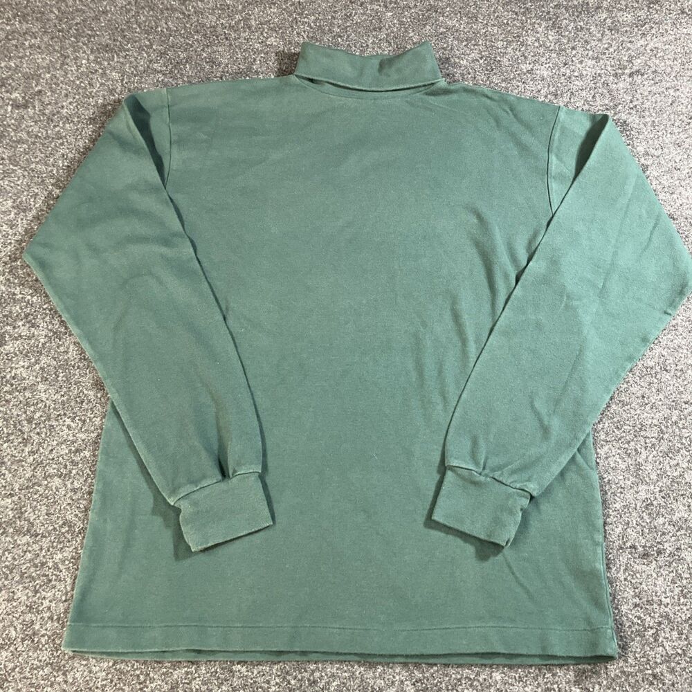 Vintage Eddie Bauer Turtleneck Shirt Mens L Tall Sage Green 100% Cotton 90s Y2K
